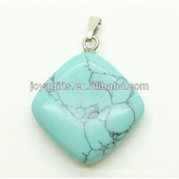 Wholesale natural rhombus turquoise pendant semi precious pendant